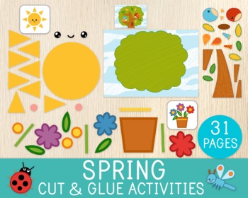 Preview of Spring Cut & Glue Activities, Paper Crafts, Cutting Practice, Scissor Skills