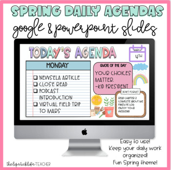 Preview of Spring Daily Agendas Classroom Google Slides