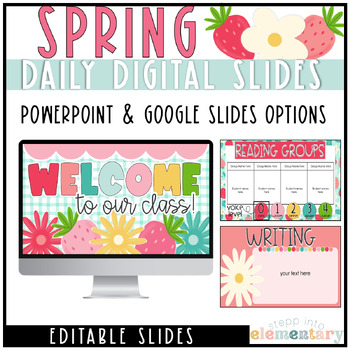 Preview of Spring Daily Slides | April Themed | Digital Slides | Editable