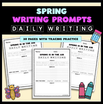 Spring Daily Writing Prompts for 1st & 2nd Grade - 30 Days of Writing ...