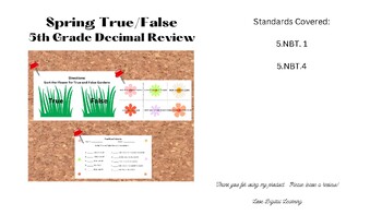 Preview of Spring Decimal True/False Sort: 5th Grade