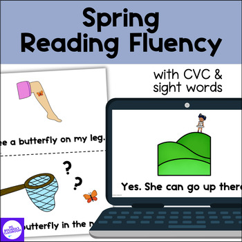 Preview of Spring Reading Fluency with Decodable CVC Words & High Frequency Sight Words