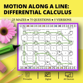 Preview of Spring: Derivatives Motion Along a Line Maze Activity