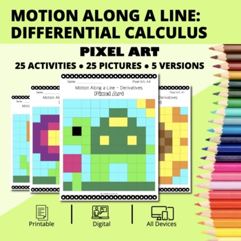 Preview of Spring: Derivatives Motion Along a Line Pixel Art Activity