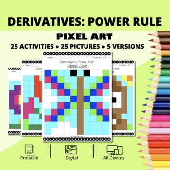 Preview of Spring: Derivatives Power Rule Pixel Art Activity