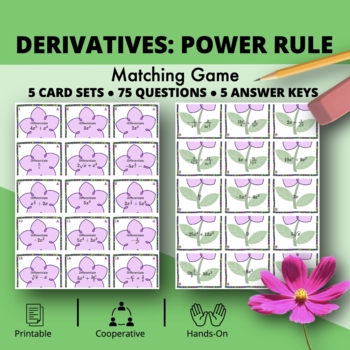 Preview of Spring: Derivatives Power Rules Matching Game
