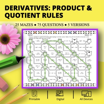 Preview of Spring: Derivatives Product & Quotient Rules Maze Activity