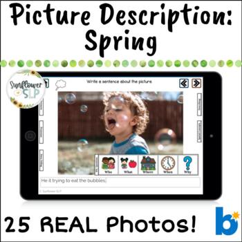 Preview of Spring Describing Pictures Speech Therapy  BOOM Cards