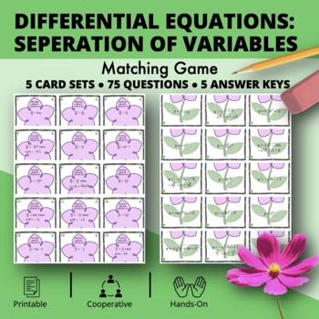 Preview of Spring: Differential Equation (Separation of Variables) Matching Game