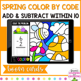 Spring Digital Color by Code Addition and Subtraction With