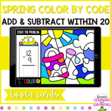 Spring Digital Color by Code Addition & Subtraction to 20 