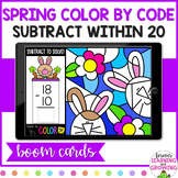 Spring Digital Color by Code Subtraction Within 20 Boom Cards