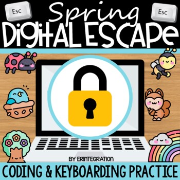 Preview of Spring Digital Escape Room Keyboarding & Coding Google Slides and Printable