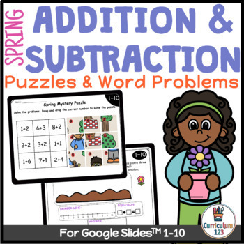 Preview of Spring Digital Math Fluency and Word Problem Addition & Subtraction 