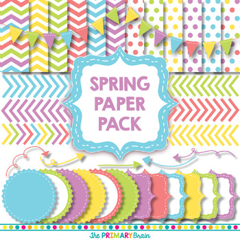 Spring Digital Paper and Clip Art Pack by The Primary Brain | TPT