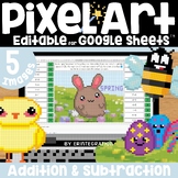 Spring Digital Pixel Art Math on Google Sheets Addition an