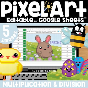 Preview of Spring Pixel Art Math on Google Sheets Multiplication and Division Practice