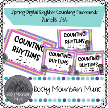 Preview of Spring Digital Rhythm Counting Flashcards Bundle Set