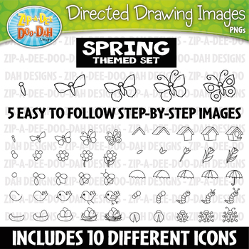 Preview of Spring Directed Drawing Images Clipart Set {Zip-A-Dee-Doo-Dah Designs}