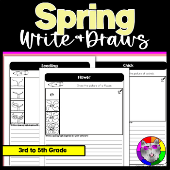 Preview of Spring Directed Drawing and Writing Worksheets Write & Draws 3rd-5th Grade