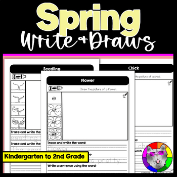 Preview of Spring Directed Drawing and Writing Worksheets Write & Draws K-2nd Grade