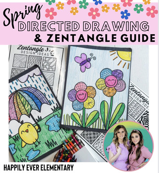 Preview of Spring Directed Drawing and Zentangle Guide | Flowers and Umbrella