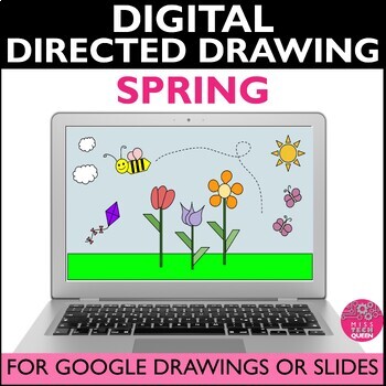 Preview of Spring Directed Drawing and writing DIGITAL Google Drawings Activities April May