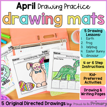 Preview of April Spring Directed Drawing & Writing - Easter Bunny, Earth Day, Frog, Ladybug