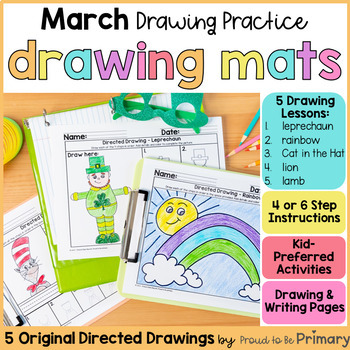Preview of March Spring Directed Drawing & Writing - St Patty's Day Leprechaun, Dr Seuss