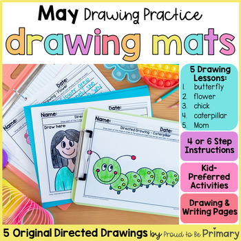 Preview of May Spring Directed Drawing & Writing - Mother's Day, Butterfly, Flower, Chicken