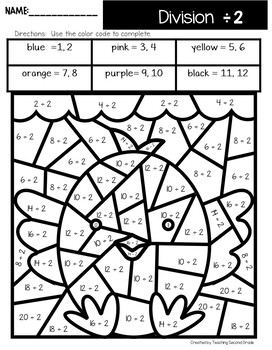 Spring Division Color by Number by Teaching Second Grade | TpT