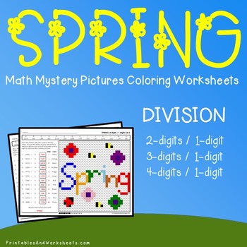 spring division colornumber spring math activities 4th grade up mystery  pic