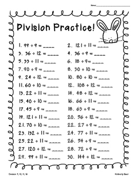 spring division practice pack worksheets for division facts 0 12
