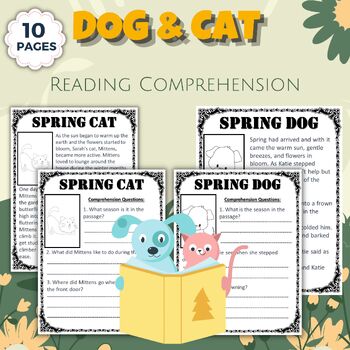 Preview of Spring Dog & Cat Reading Comprehension Passage with Answers - National Pet Day