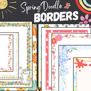 Preview of Spring Doodle Borders,spring borders clipart,printable doodle,