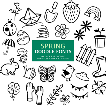 Preview of Spring Doodle Fonts, Instant File otf, ttf Font Download, Digital Spring Font