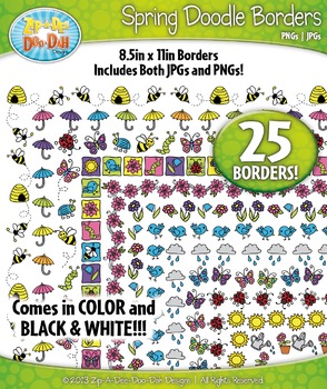 Preview of Spring Doodle Frame Borders {Zip-A-Dee-Doo-Dah Designs}