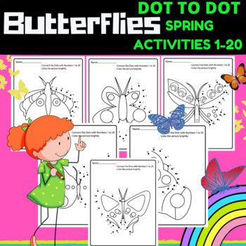 Preview of Spring Dot to Dot / Butterflies Connect the Dots Worksheets 1-20