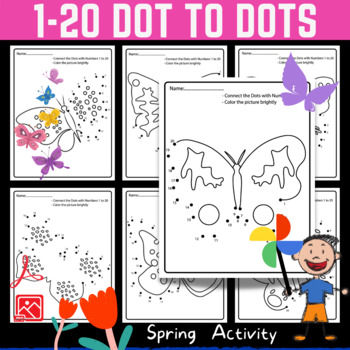 Preview of Spring Dot to Dots / Butterfly Connect the Dots Worksheets 1-20