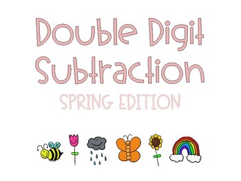 Preview of Spring Double Digit Addition Cards