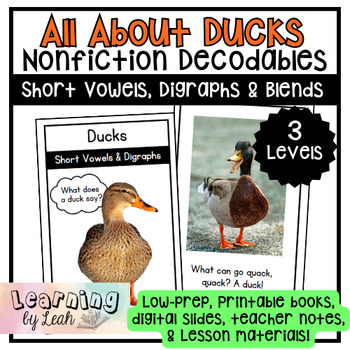Preview of Spring Ducks Nonfiction Decodable Reader Books: CVC Words, Digraphs & Blends