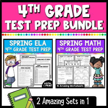 Preview of Spring ELA & MATH Test Prep 4th Grade Bundle