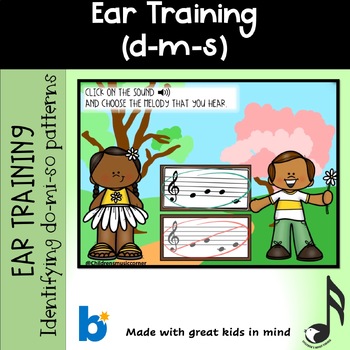 Preview of Spring  Ear training Do-Mi-So Melodies Digital  Task Cards in Boom Cards™