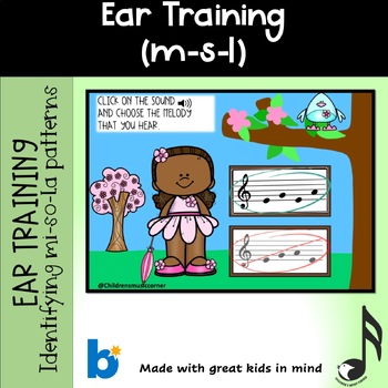 Preview of Spring Ear training  Mi-So-La  Melodies Digital  Task Cards in Boom Cards™