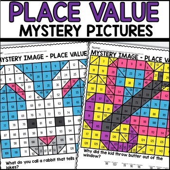 Preview of Place Value Coloring Worksheets Early Finishers Activities Mystery Pictures