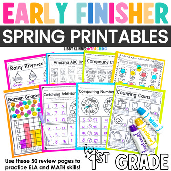 Preview of Spring Early Finishers - Print & Go Review Pages for 1st Grade