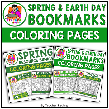 Preview of Spring & Earth Day Bookmarks Bundle for Pre-k | April Spring Coloring pages