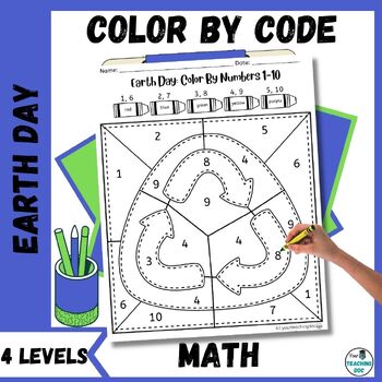 Preview of Earth Day Color By Number Math Worksheets