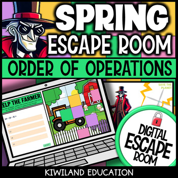 Preview of Spring Earth Day Order of Operations with No Exponents Digital Escape Room