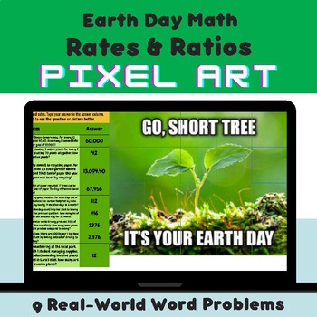 Preview of Spring Earth Day Rates and Ratios Word Problems Mystery Picture Google Sheet